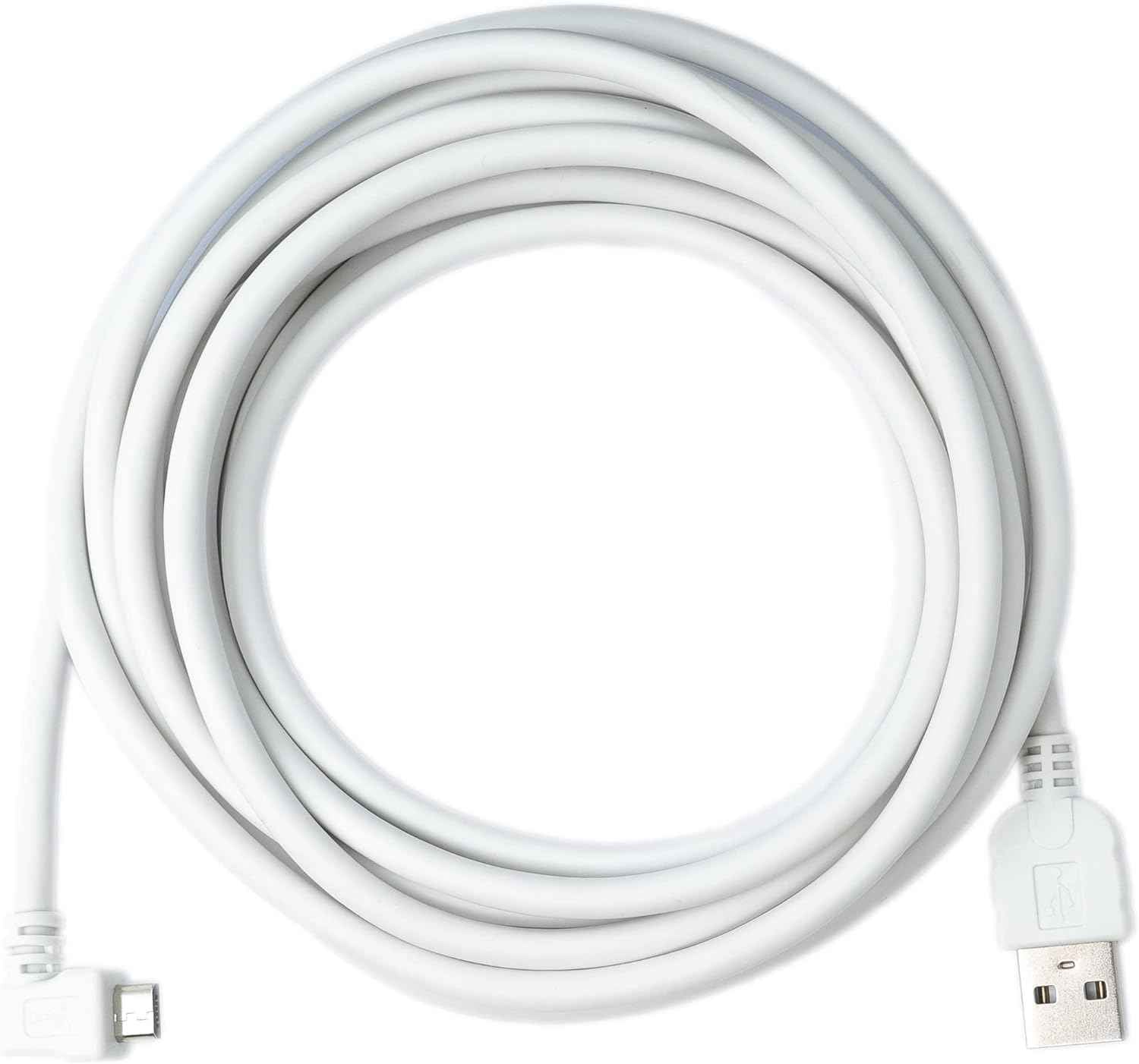 SYSTEM-S 3 m Micro USB 2.0 Kabel gewinkelt 90 grad Winkelstecker (links) WEISS