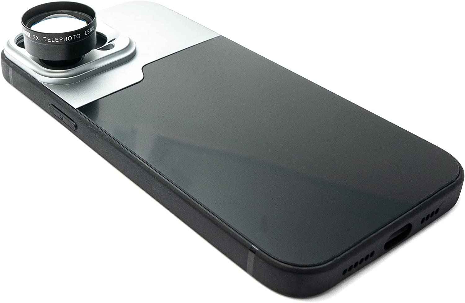 SYSTEM-S Zoom Linse 3x Tele Objektiv Filter mit Hülle in Schwarz für iPhone 14 Pro Max