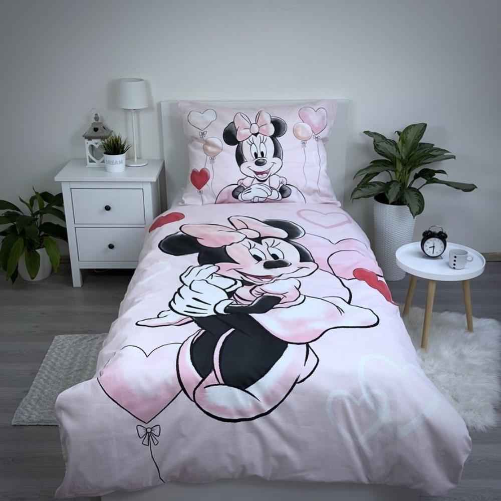 Minnie Maus rosa Bettwäsche - weiche Baumwolle 140x200 cm Kissen und Decke