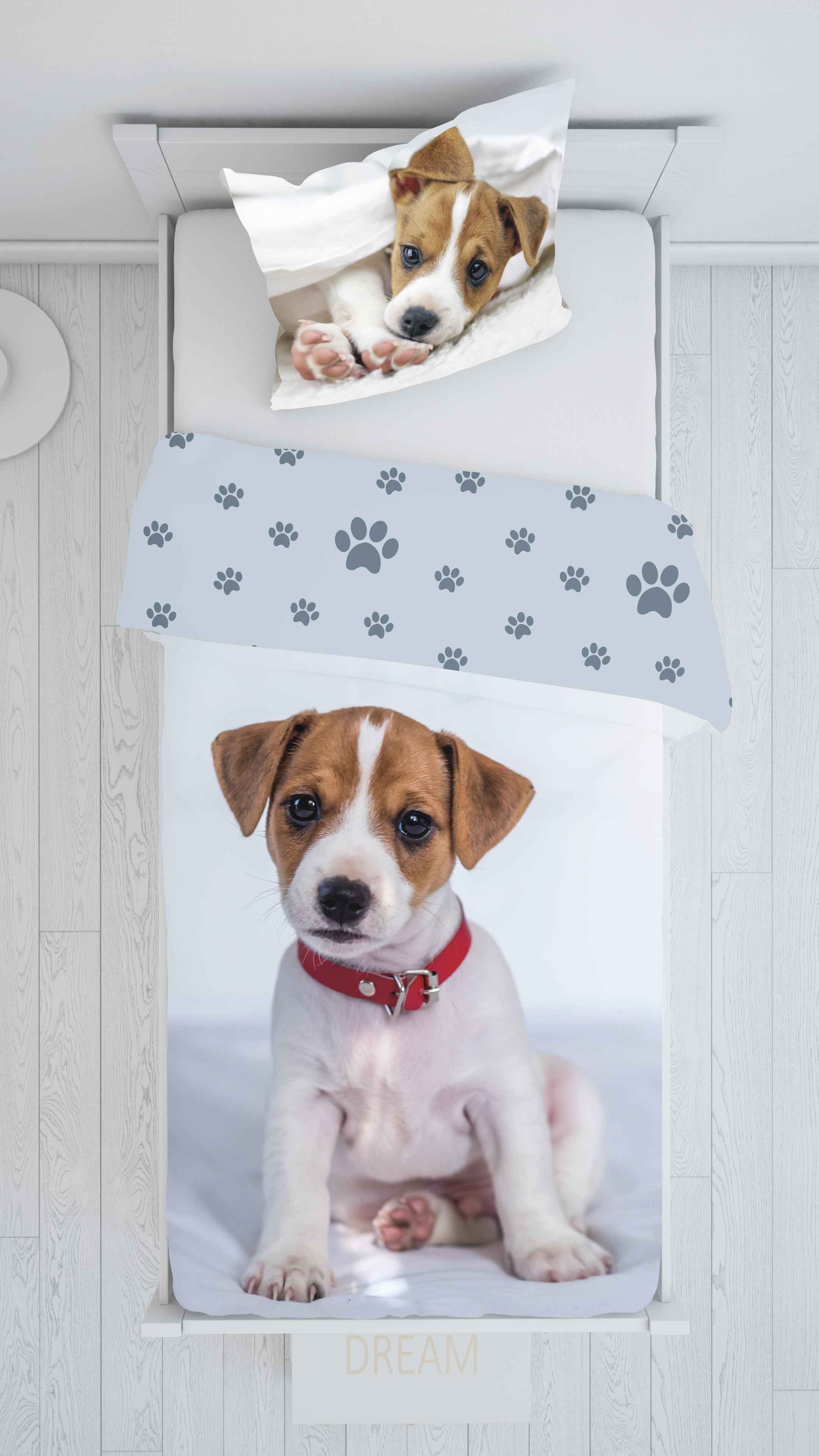 Hunde Bettwäsche - weiche Baumwolle 140x200 cm Welpe Hund Kissen und Decke