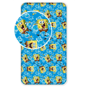 Spannbettlaken 90x200 cm Baumwolle blau Spongebob-Motiv | Tinisu