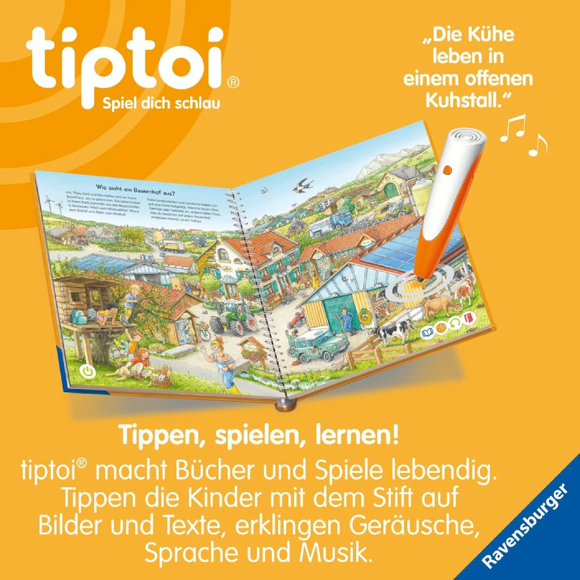 Ravensburger tiptoi Starter-Set 00114: Stift und Bauernhof-Buch – Spielzeug für Kinder ab 4 Jahren – Lernspiele ab 4 Jahre Hauptansicht