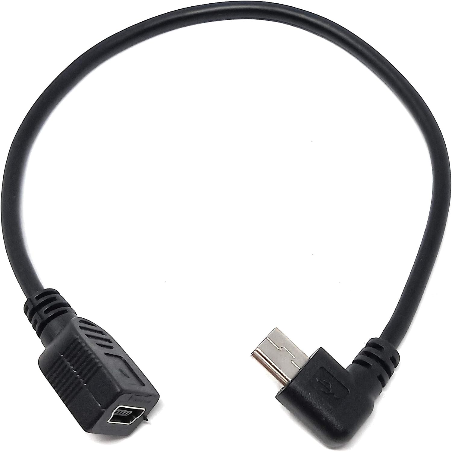 Mini USB Winkelstecker auf Mini USB Buchse Daten- und Ladekabel 25 cm schwarz