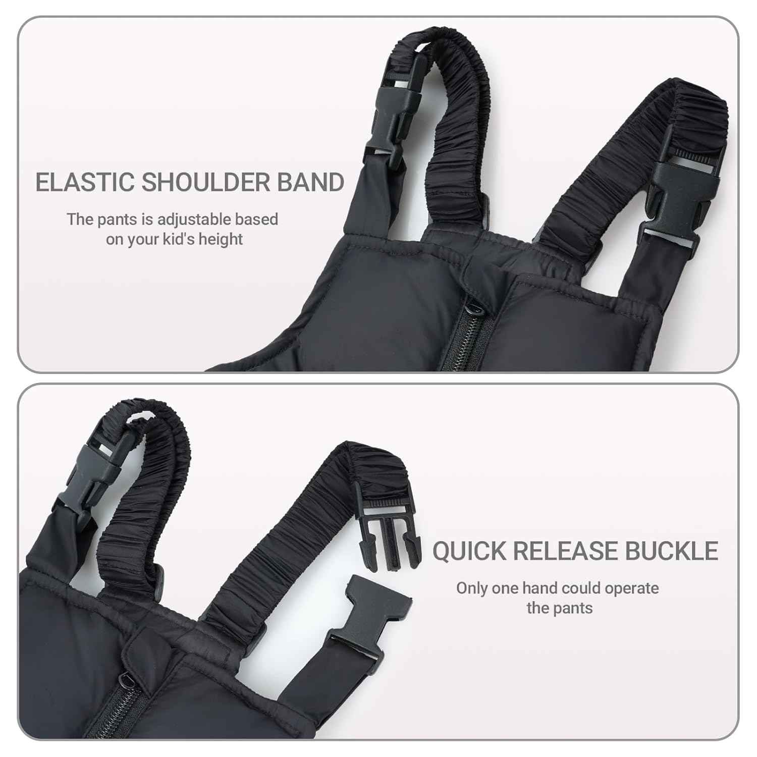 Schwarze Zeus Daunenjacke mit Skihose, dickes Winterbekleidungsset für Kinder