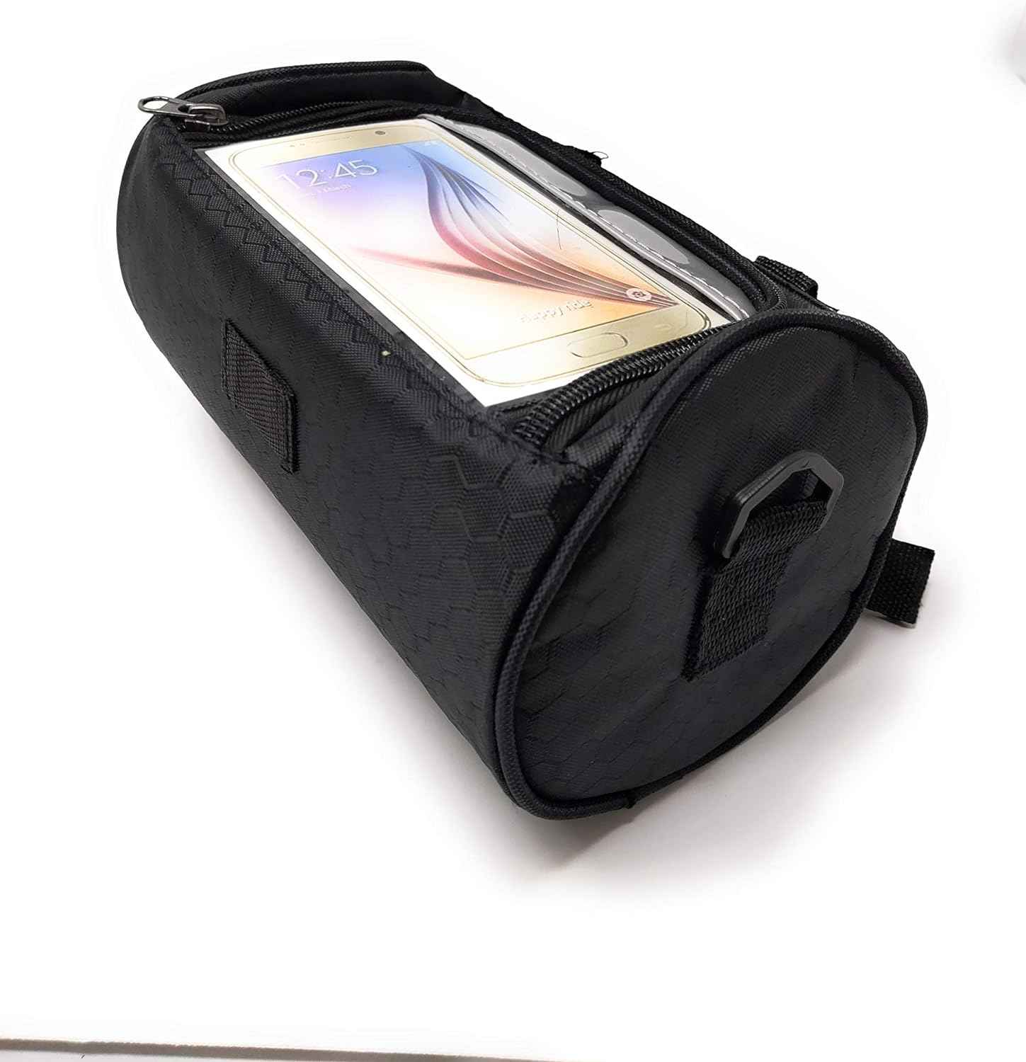 SYSTEM-S 2in1 Lenkertasche Fahrradhalterung Fahrradtasche Schultertasche Schutzhülle für 4,8 Zoll inch Geräte Smartphones in schwarz