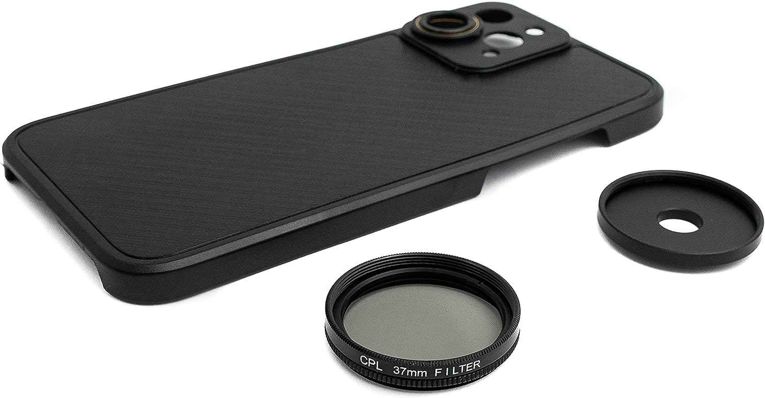 SYSTEM-S CPL Filter 37mm Circular Polarizer Linse Schwarz mit Hülle für iPhone 12 Pro Max