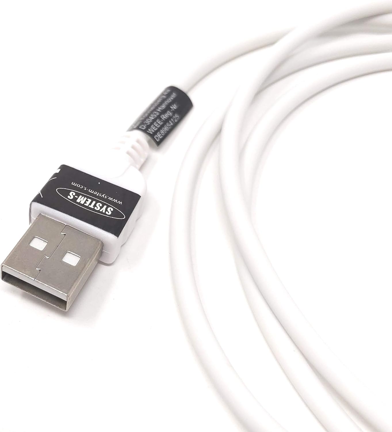 USB-Kabel USB A auf Micro B gewinkelt links 100 cm weiß | System-S