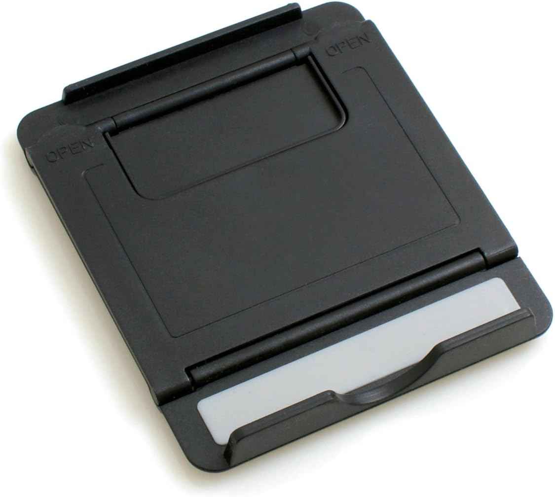 SYSTEM-S Universal Ständer Halter Klappständer Standfuss Tablet Tisch Halterung 6 Stufen Neigung einstellbar 60-75° für Tablet PC Smartphone und andere Geräte in Schwarz