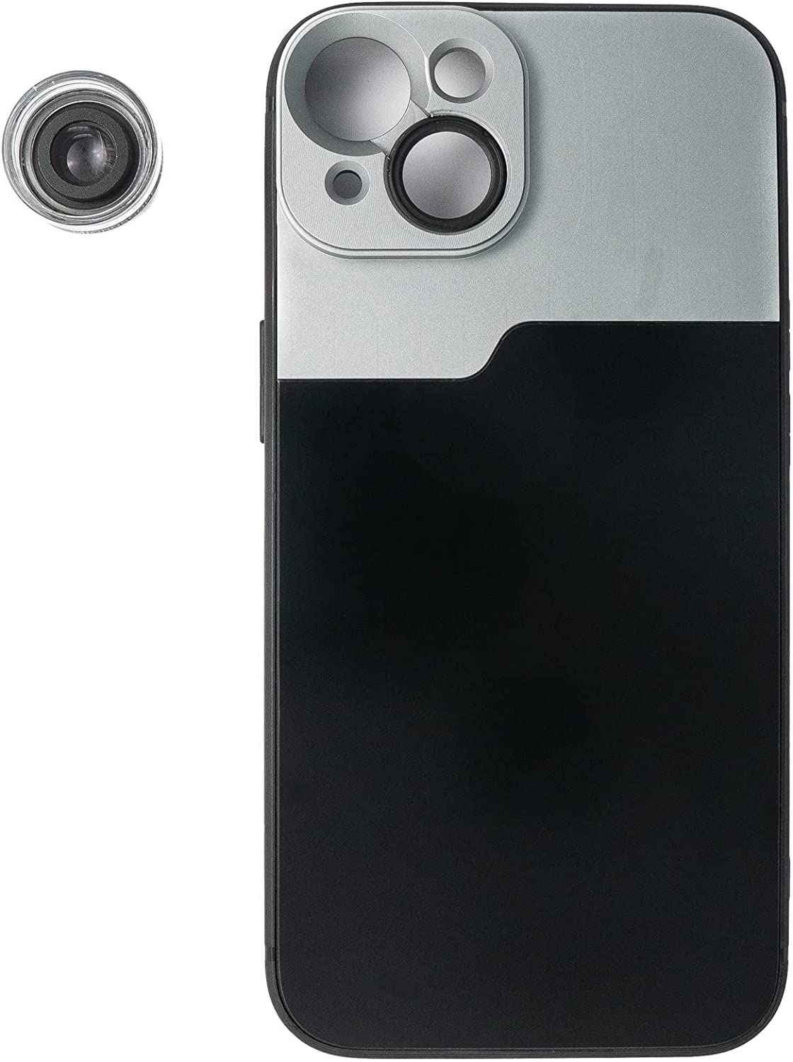 SYSTEM-S Makro Linse 30x Mikroskop Filter mit Hülle in Schwarz für iPhone 14 Plus