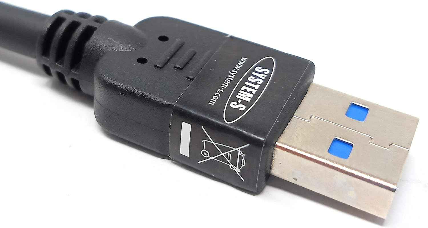 System-S USB 3.0 Typ A (male) auf USB 3.0 Typ A (female) Ladekabel Datenkabel Verlängerungskabel 11 cm