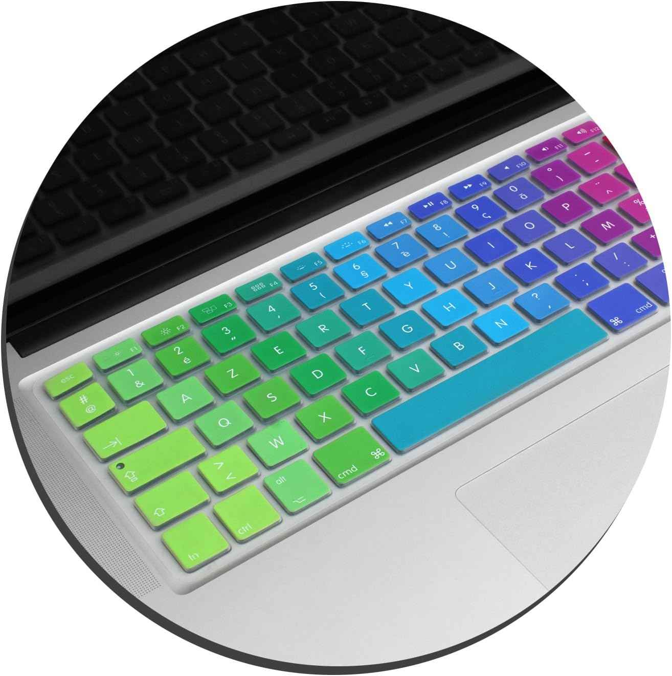 System-S Silikon Tastaturschutz Tastaturabdeckung AZERTY Französische Tastatur Abdeckung Schutz für MacBook Pro 13 Zoll 15 Zoll 17 Zoll iMac MacBook Air 13 Zoll in Regenbogenfarben