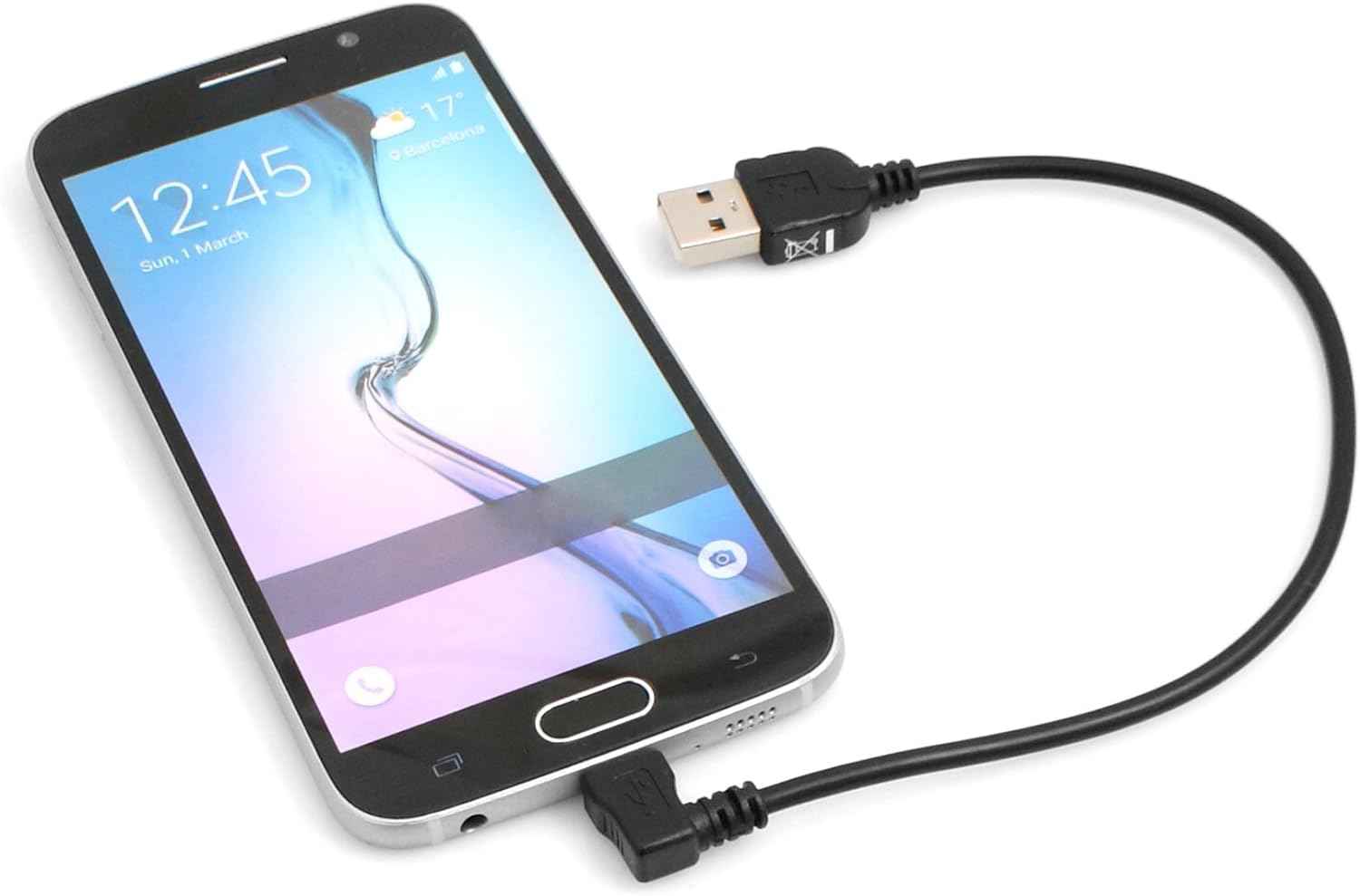 System-S 20 cm Micro USB 2.0 Kabel gewinkelt 90 grad Winkelstecker (rechts/male) Datenkabel und Ladekabel