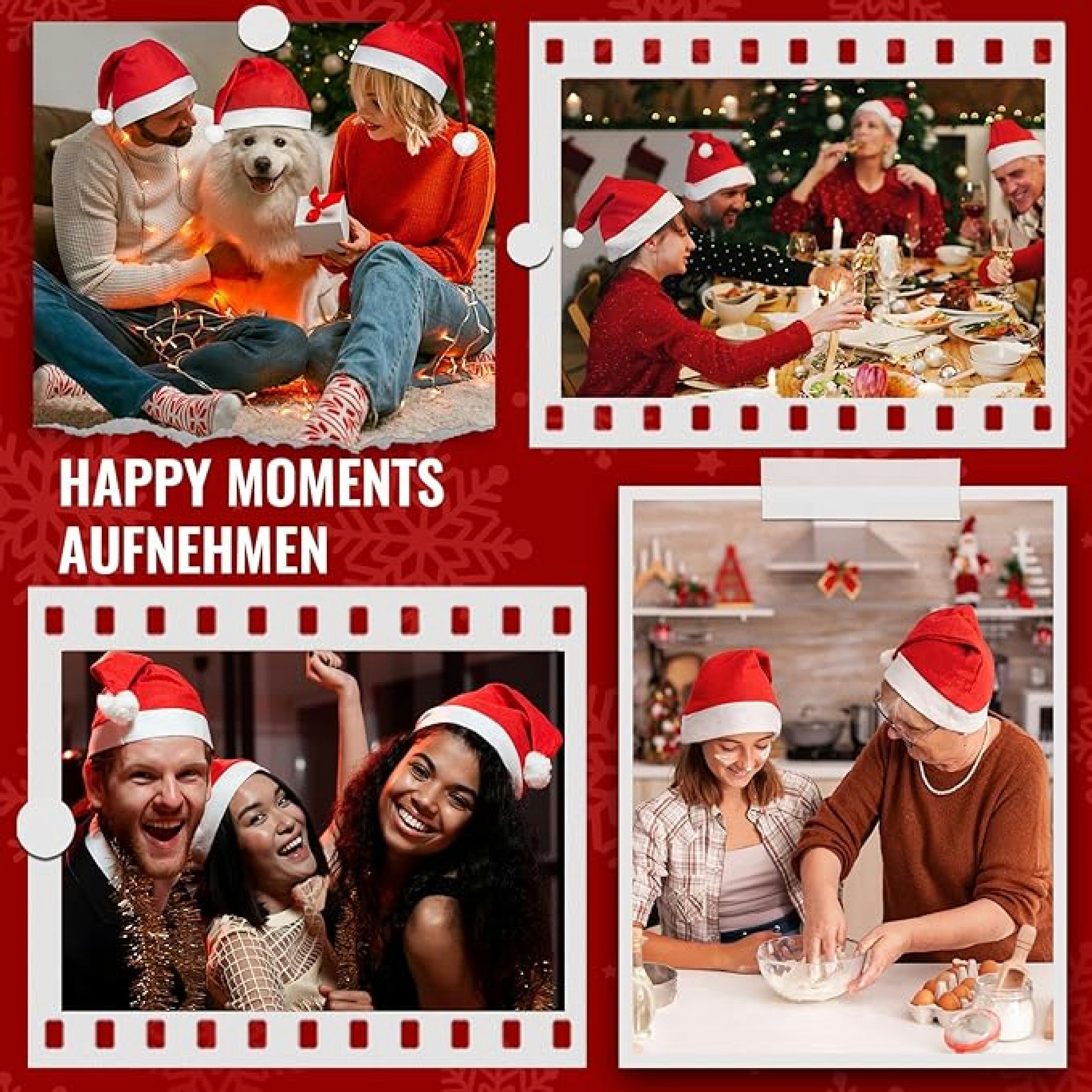 Withosent Weihnachtsmütze Erwachsene, 10 Stück Rote Nikolausmütze, Plüsch Santa Claus Mütze, Warm Weihnachtsmann Mütze Nikolaus Geschenke für Herren Damen Weihnachtsfeier Hauptansicht