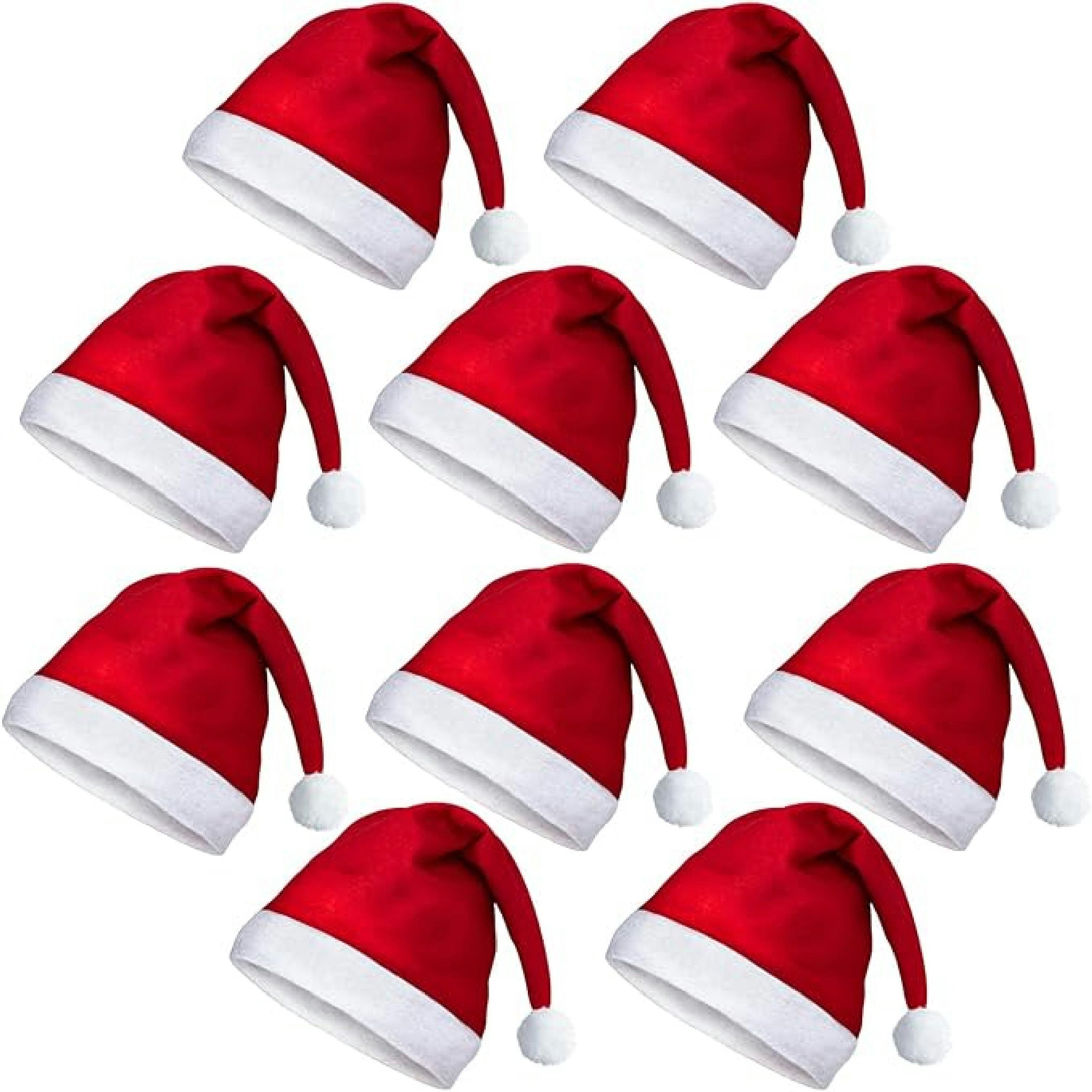 Withosent Weihnachtsmütze Erwachsene, 10 Stück Rote Nikolausmütze, Plüsch Santa Claus Mütze, Warm Weihnachtsmann Mütze Nikolaus Geschenke für Herren Damen Weihnachtsfeier Hauptansicht