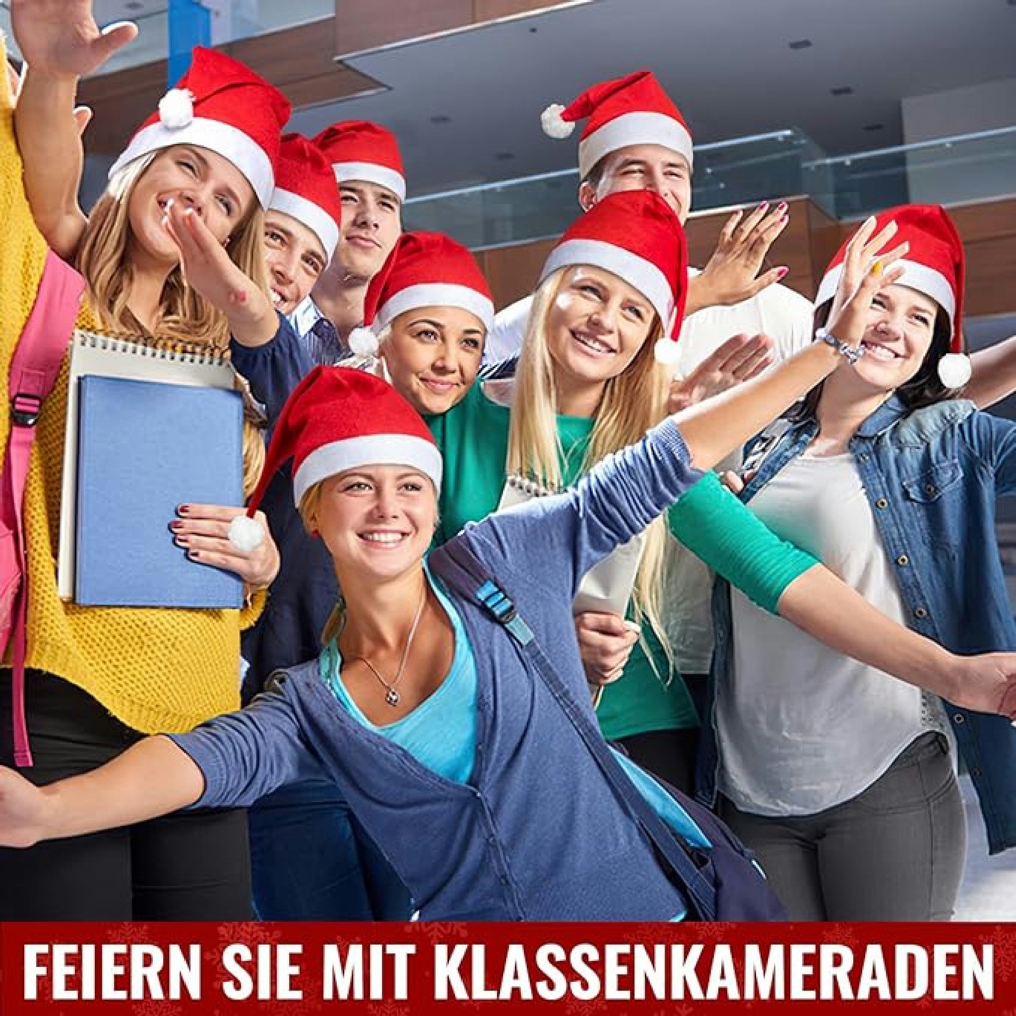 Withosent Weihnachtsmütze Erwachsene, 10 Stück Rote Nikolausmütze, Plüsch Santa Claus Mütze, Warm Weihnachtsmann Mütze Nikolaus Geschenke für Herren Damen Weihnachtsfeier Hauptansicht