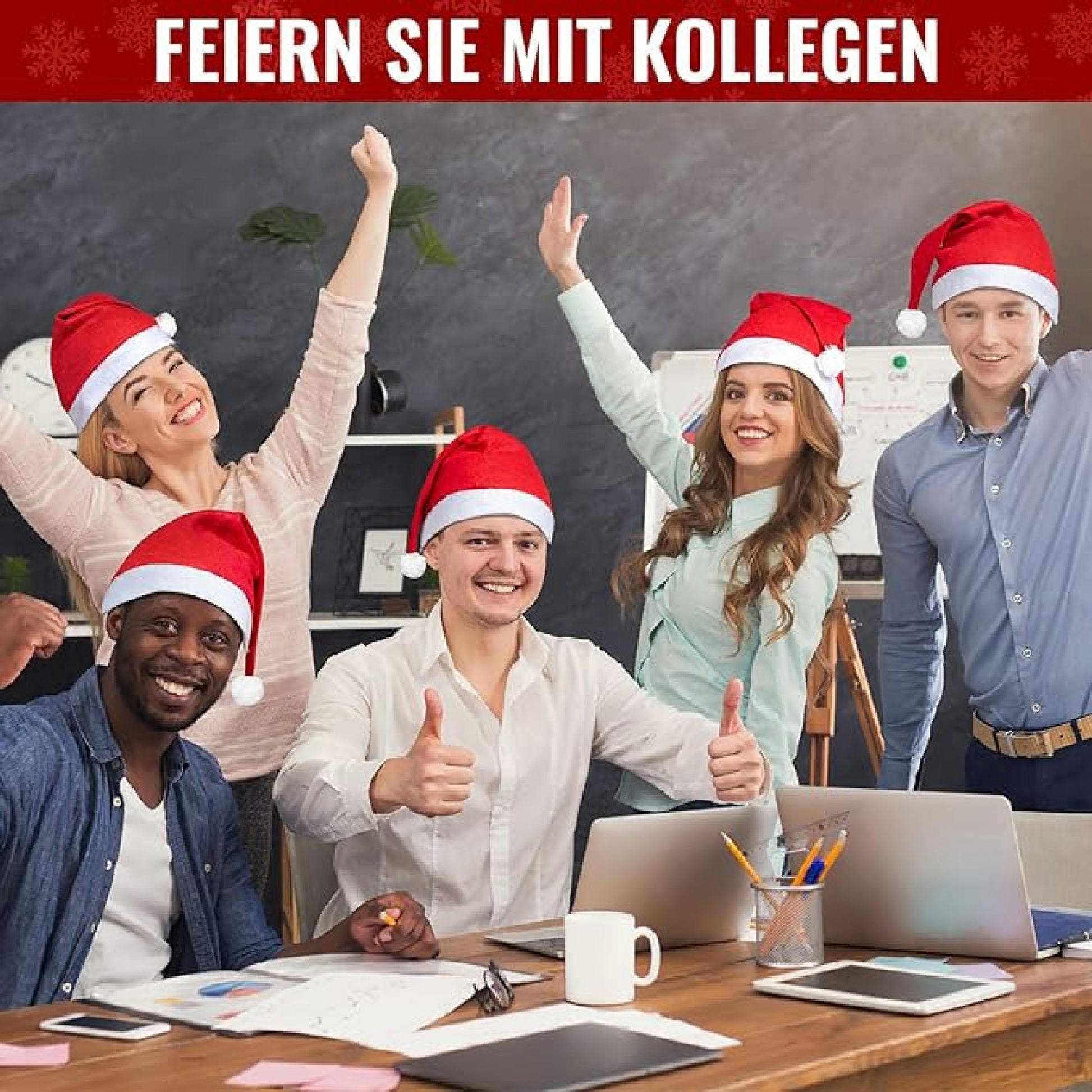 Withosent Weihnachtsmütze Erwachsene, 10 Stück Rote Nikolausmütze, Plüsch Santa Claus Mütze, Warm Weihnachtsmann Mütze Nikolaus Geschenke für Herren Damen Weihnachtsfeier Hauptansicht