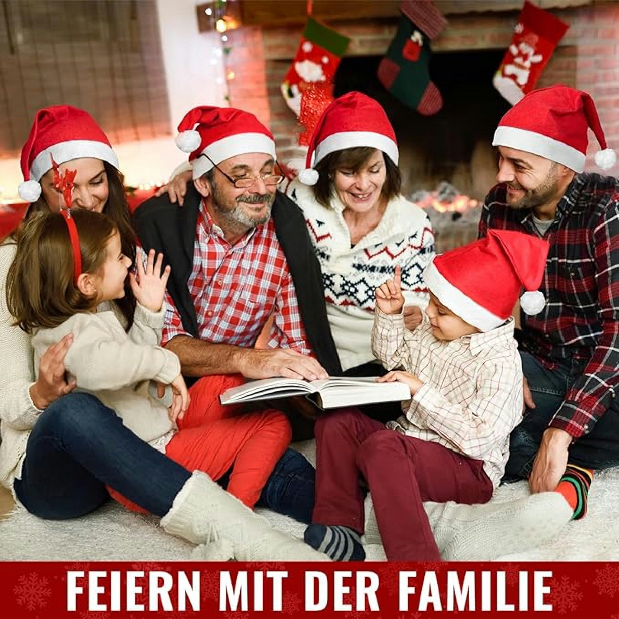 Withosent Weihnachtsmütze Erwachsene, 10 Stück Rote Nikolausmütze, Plüsch Santa Claus Mütze, Warm Weihnachtsmann Mütze Nikolaus Geschenke für Herren Damen Weihnachtsfeier Hauptansicht