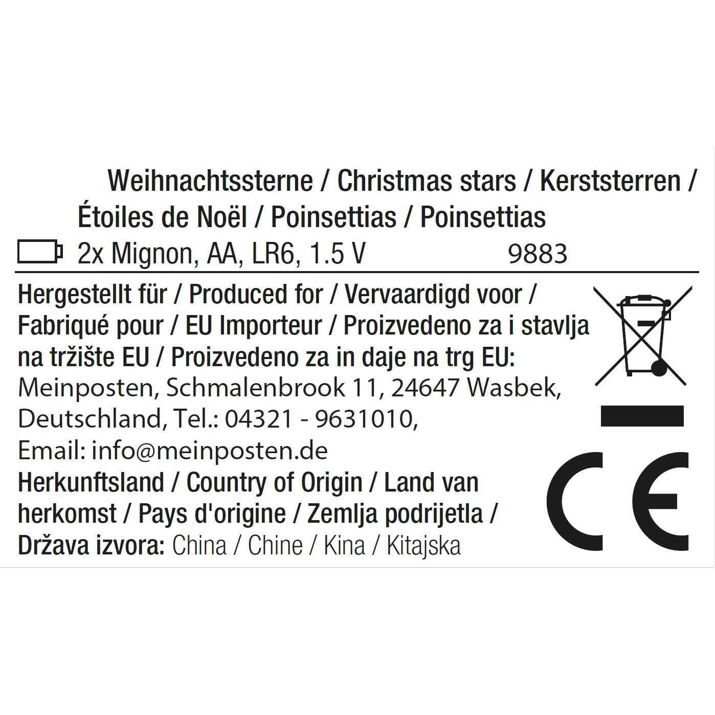 Weihnachten Stern LED 2er Set Beleuchtung Timer warmweiß Lichterkette innen