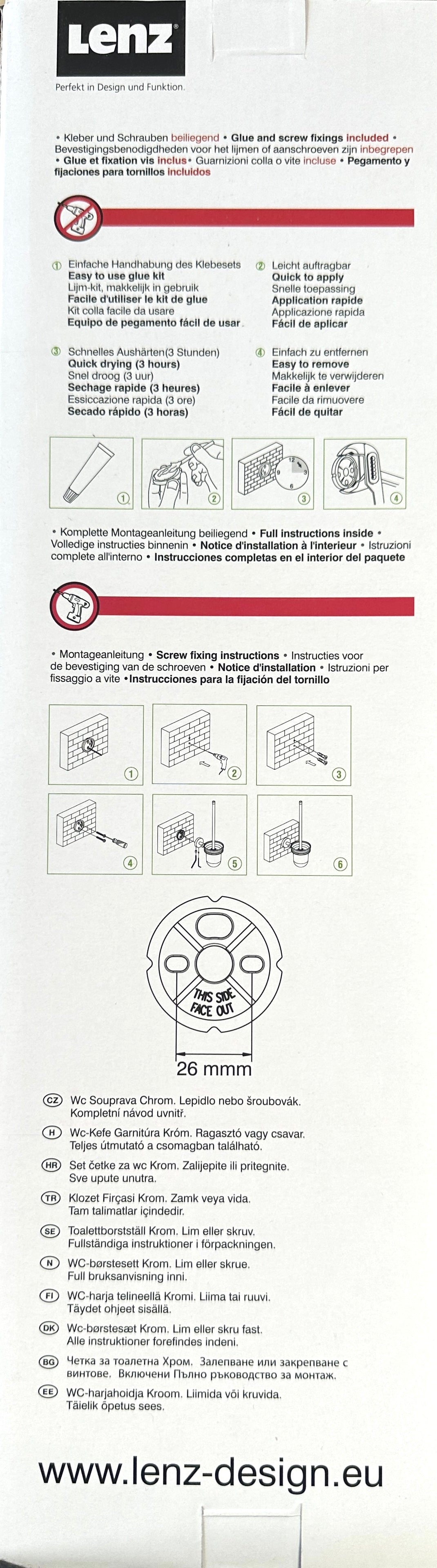 LENZ SIENA WC-Bürstenset chrom, Bürste mit ergonomischem Griff und eleganter Optik