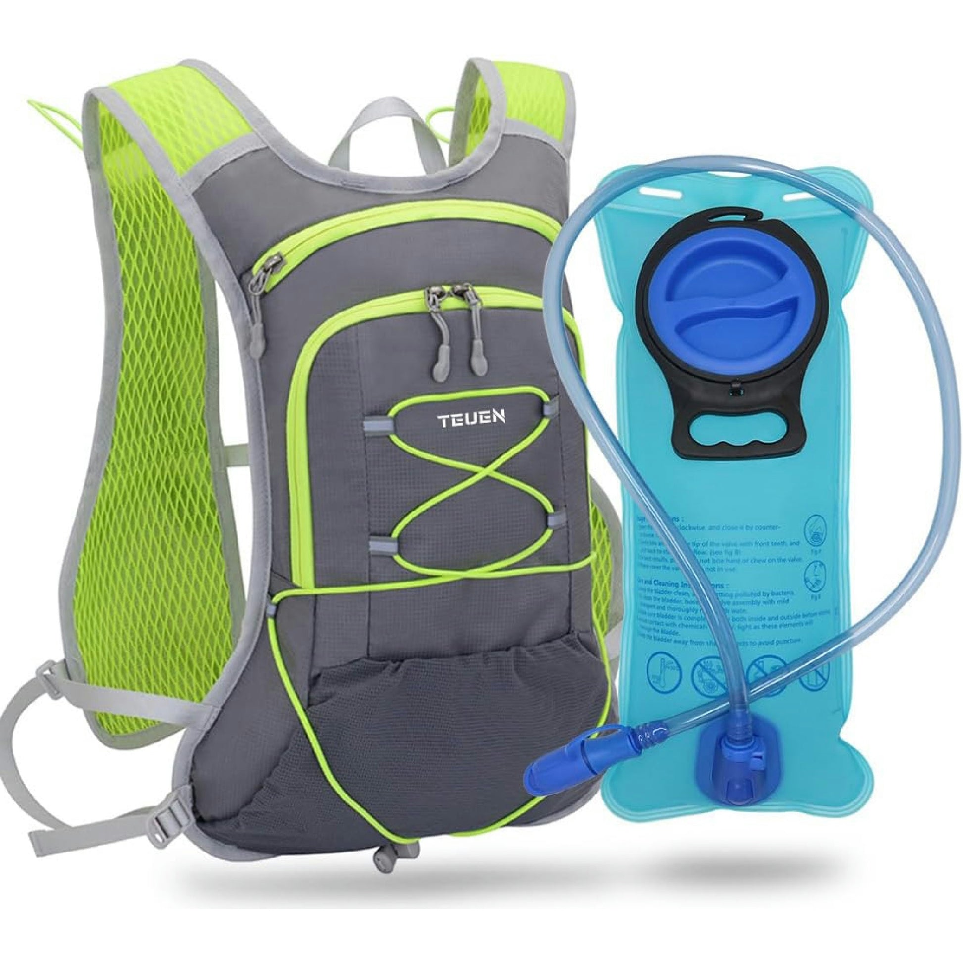 Zaino Idratazione con Vescica 2L, Zainetto Running Leggero Donna Uomo Zaino con Sacca Idrica per Corsa MTB Ciclismo Maratona Trekking Trail, Zaino Acqua 6L Unisex Adulto (grigio) Hauptansicht