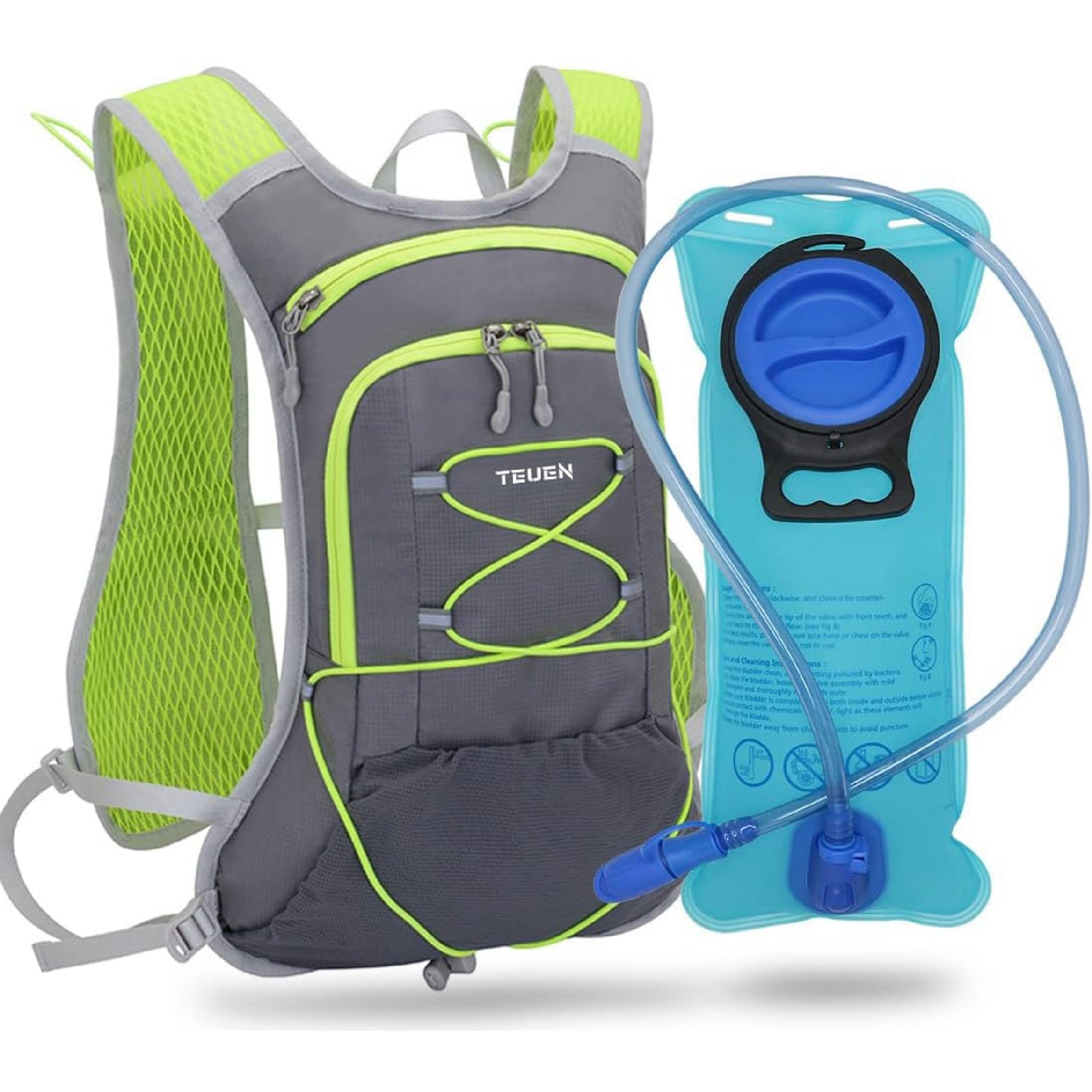 Zaino Idratazione con Vescica 2L, Zainetto Running Leggero Donna Uomo Zaino con Sacca Idrica per Corsa MTB Ciclismo Maratona Trekking Trail, Zaino Acqua 6L Unisex Adulto (grigio) Hauptansicht