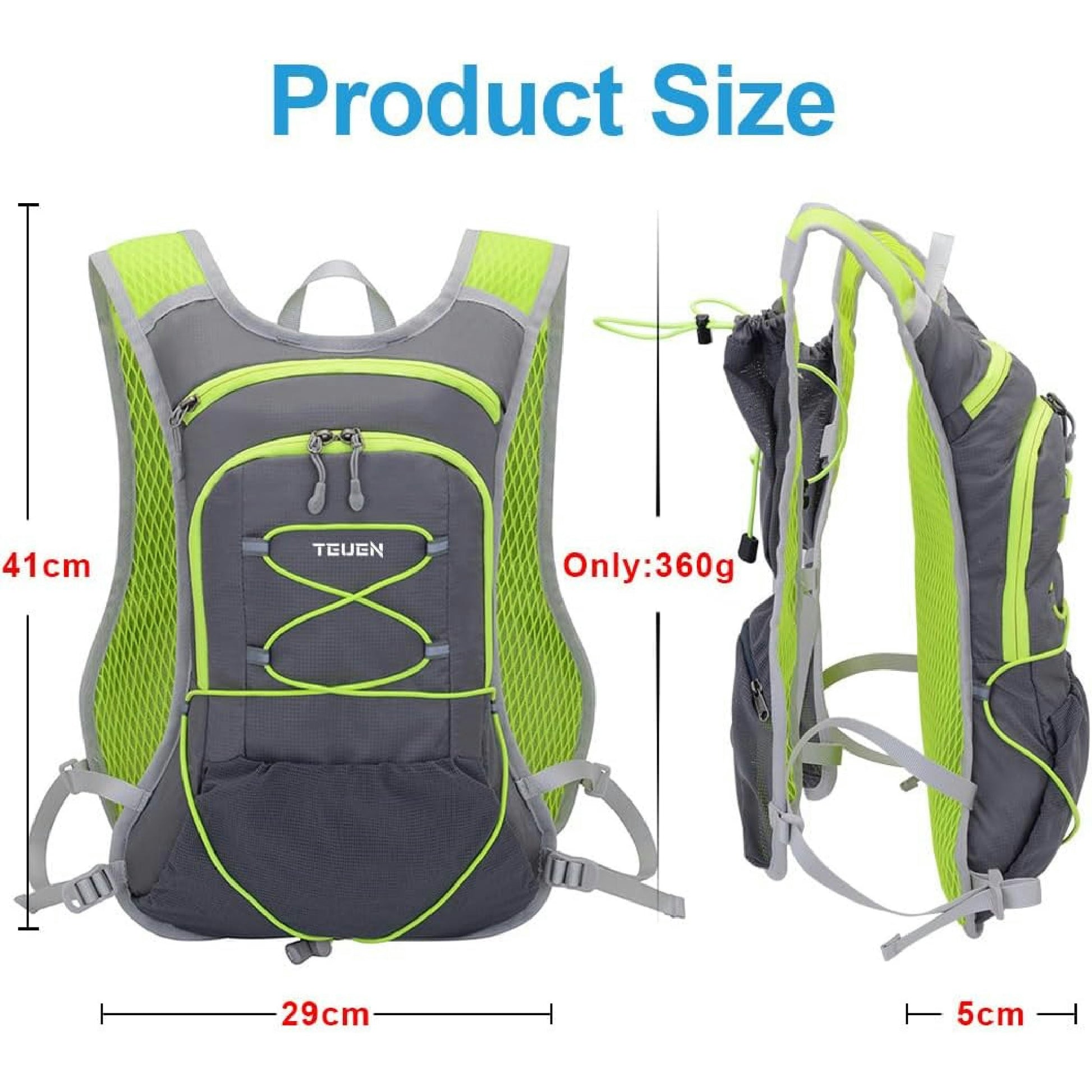 Zaino Idratazione con Vescica 2L, Zainetto Running Leggero Donna Uomo Zaino con Sacca Idrica per Corsa MTB Ciclismo Maratona Trekking Trail, Zaino Acqua 6L Unisex Adulto (grigio) Hauptansicht