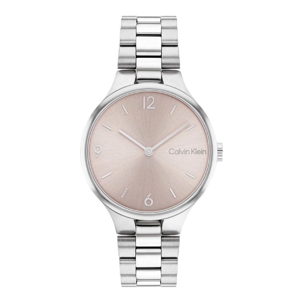 Damenuhr Timeless Edelstahl silber 32 mm Quarz pinkes Zifferblatt | CALVIN KLEIN
