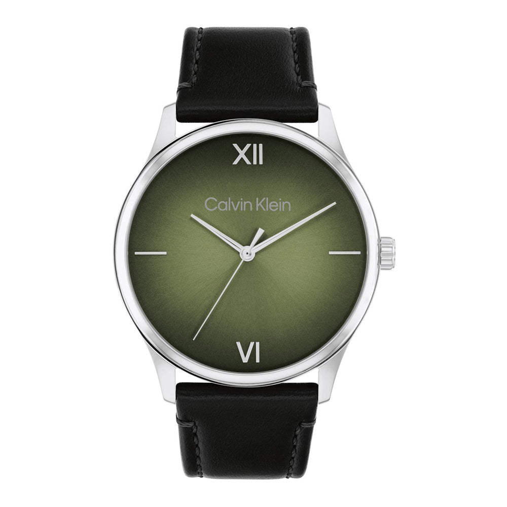 Herrenuhr Accent 42 mm Quarz grünes Zifferblatt Lederarmband | Calvin Klein