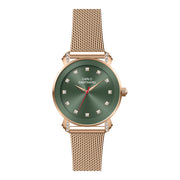 Damenuhr CC3013 Metallgehäuse roségold 40 mm Quarz grünes Zifferblatt