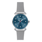 Damenuhr CC3015 Metallgehäuse silber 40 mm Quarz blau | Carlo Cantinaro