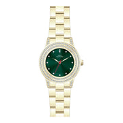 Damenuhr CC3016 Quarz Metall gold 30 mm grünes Zifferblatt Steinbesatz | Carlo Cantinaro