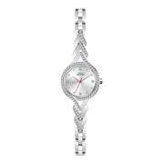Damenuhr CC3031 Metallgehäuse silber 30 mm Quarz Armbanduhr mit Steinen
