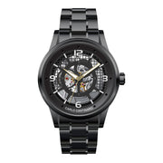 Herrenuhr Automatik Skelettuhr Metallgehäuse schwarz 50 mm Armband | Carlo Cantinaro