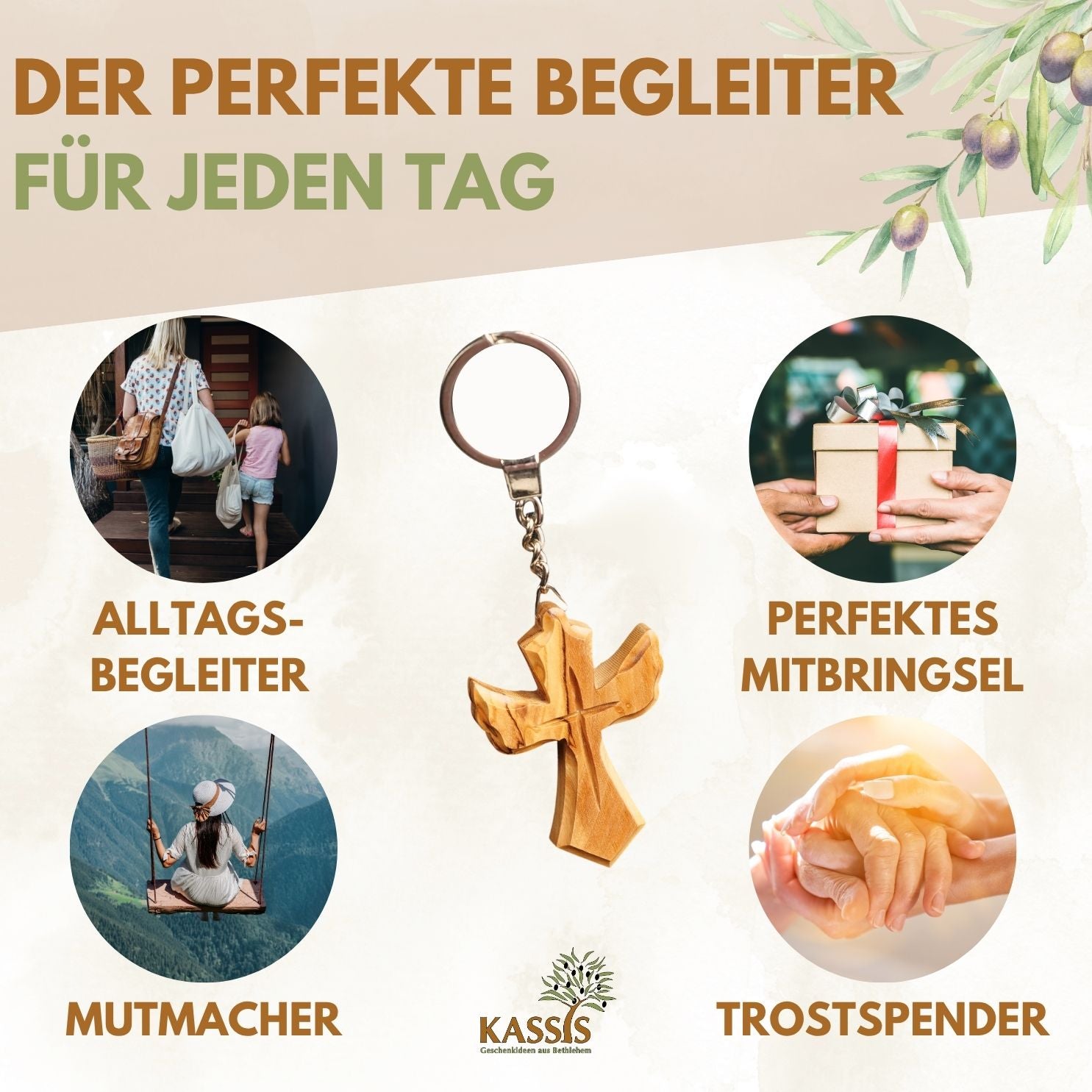 Zeus Schlüsselanhänger, Engel-Form mit Kreuz, modisches Accessoire für jeden Tag