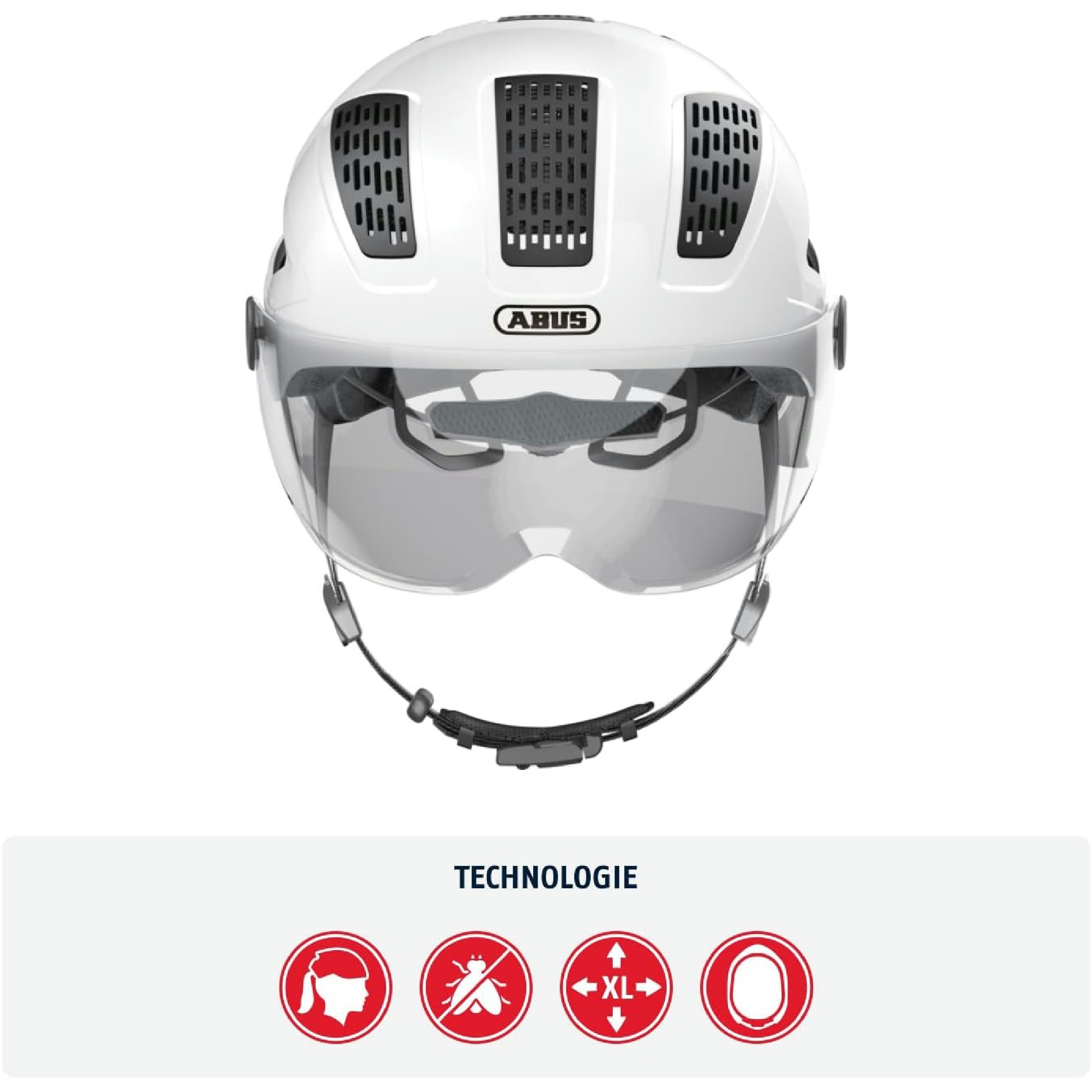 ABUS Stadthelm Hyban 2.0 ACE - Fahrradhelm mit Visier, Licht und ABS-Hartschale - für Damen und Herren - Weiß, Größe M​ Hauptansicht