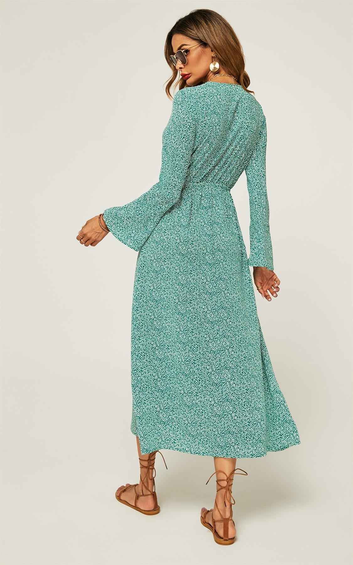 Floral Maxi Summer Dress In Mint Green