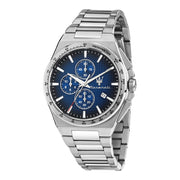 Herrenuhr Chronograph Edelstahl silber 41 mm blaues Zifferblatt Quarz | MASERATI