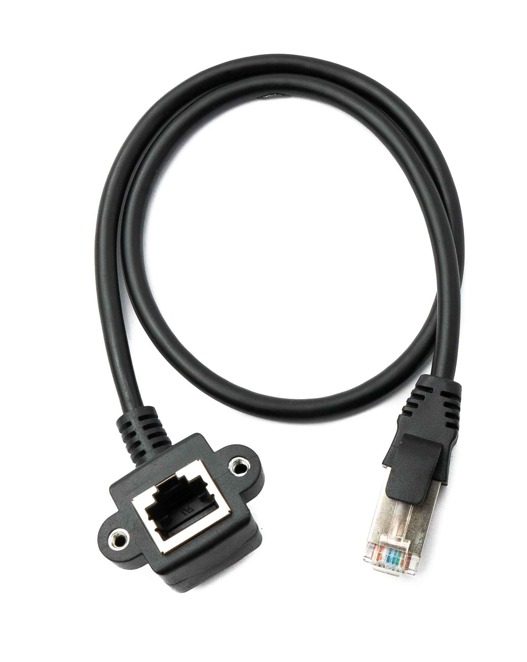 SYSTEM-S LAN Kabel 60 cm 8P8C Buchse zu RJ45 Stecker Winkel Schraube in Schwarz