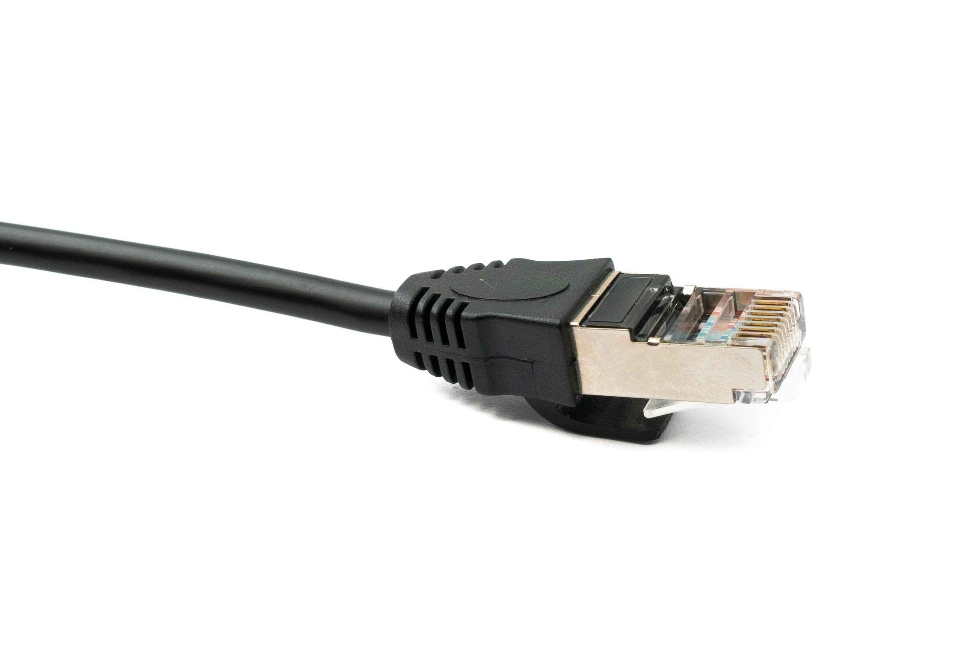 SYSTEM-S LAN Kabel 60 cm 8P8C Buchse zu RJ45 Stecker Winkel Schraube in Schwarz