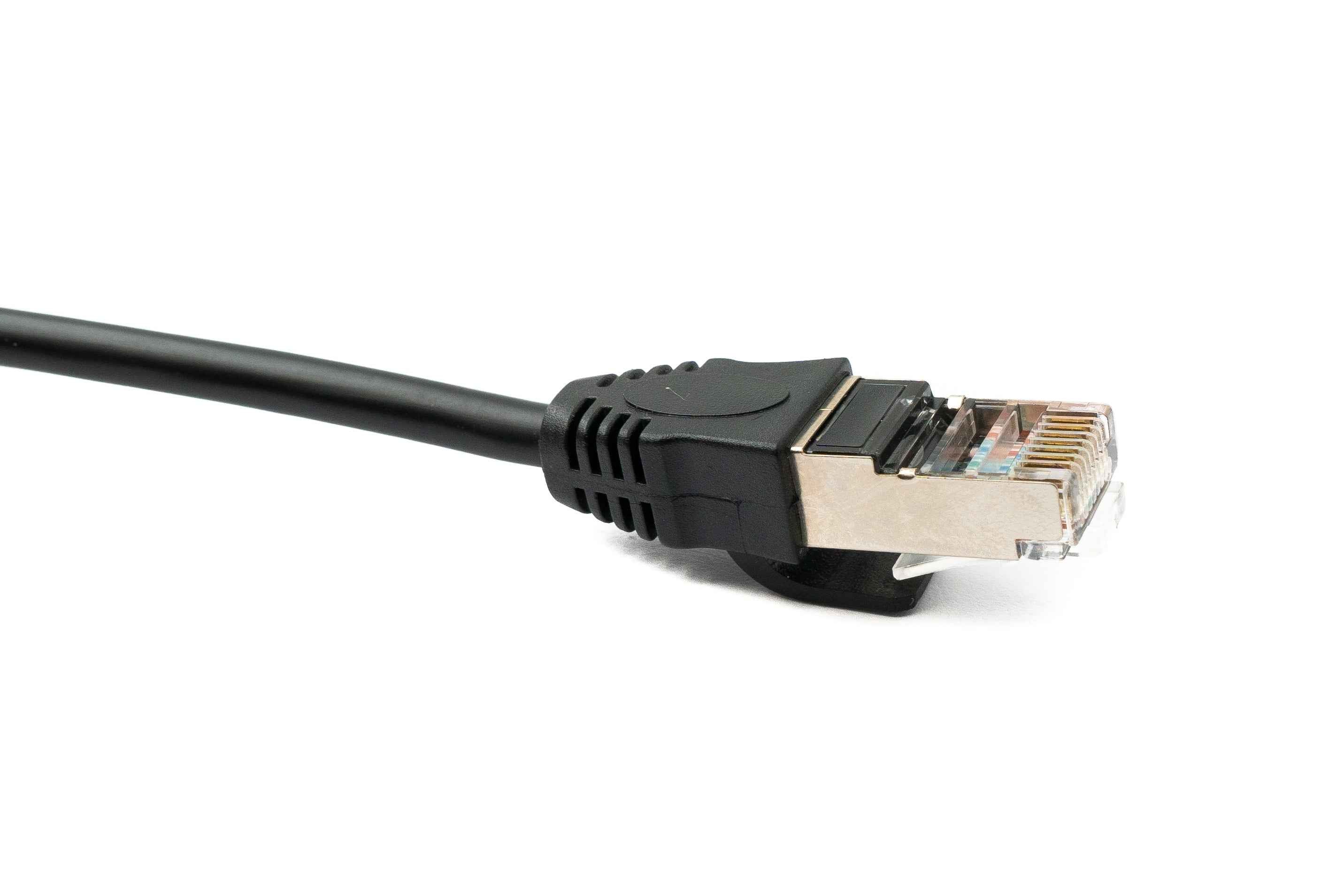 SYSTEM-S LAN Kabel 60 cm 8P8C Buchse zu RJ45 Stecker Winkel Schraube in Schwarz