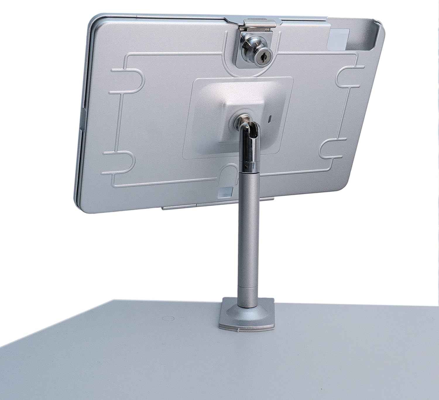 SYSTEM-S Stangen Halterung mit Schloss Befestigung aus Metall in Grau für iPad Pro 10,5"