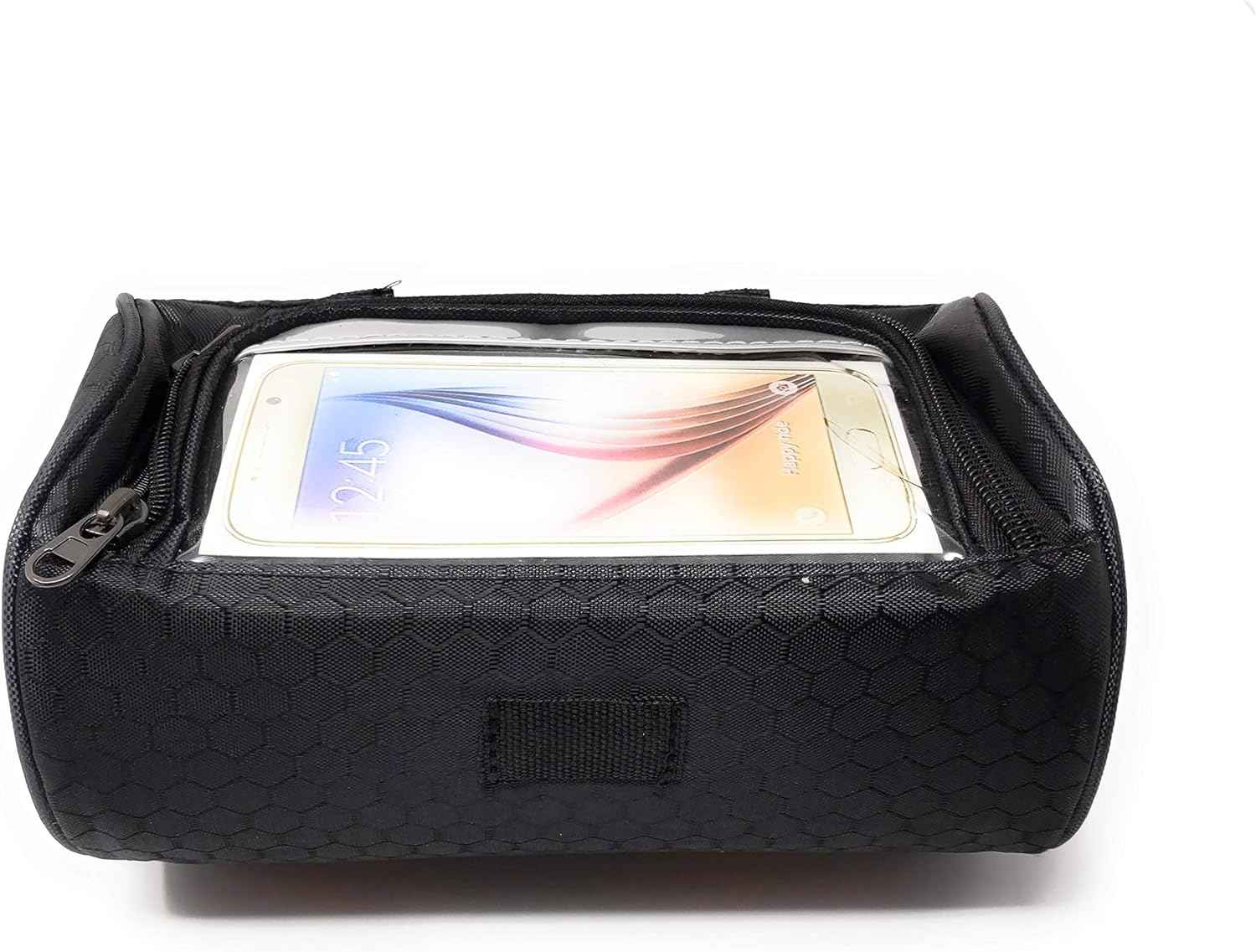 SYSTEM-S 2in1 Lenkertasche Fahrradhalterung Fahrradtasche Schultertasche Schutzhülle für 4,8 Zoll inch Geräte Smartphones in schwarz