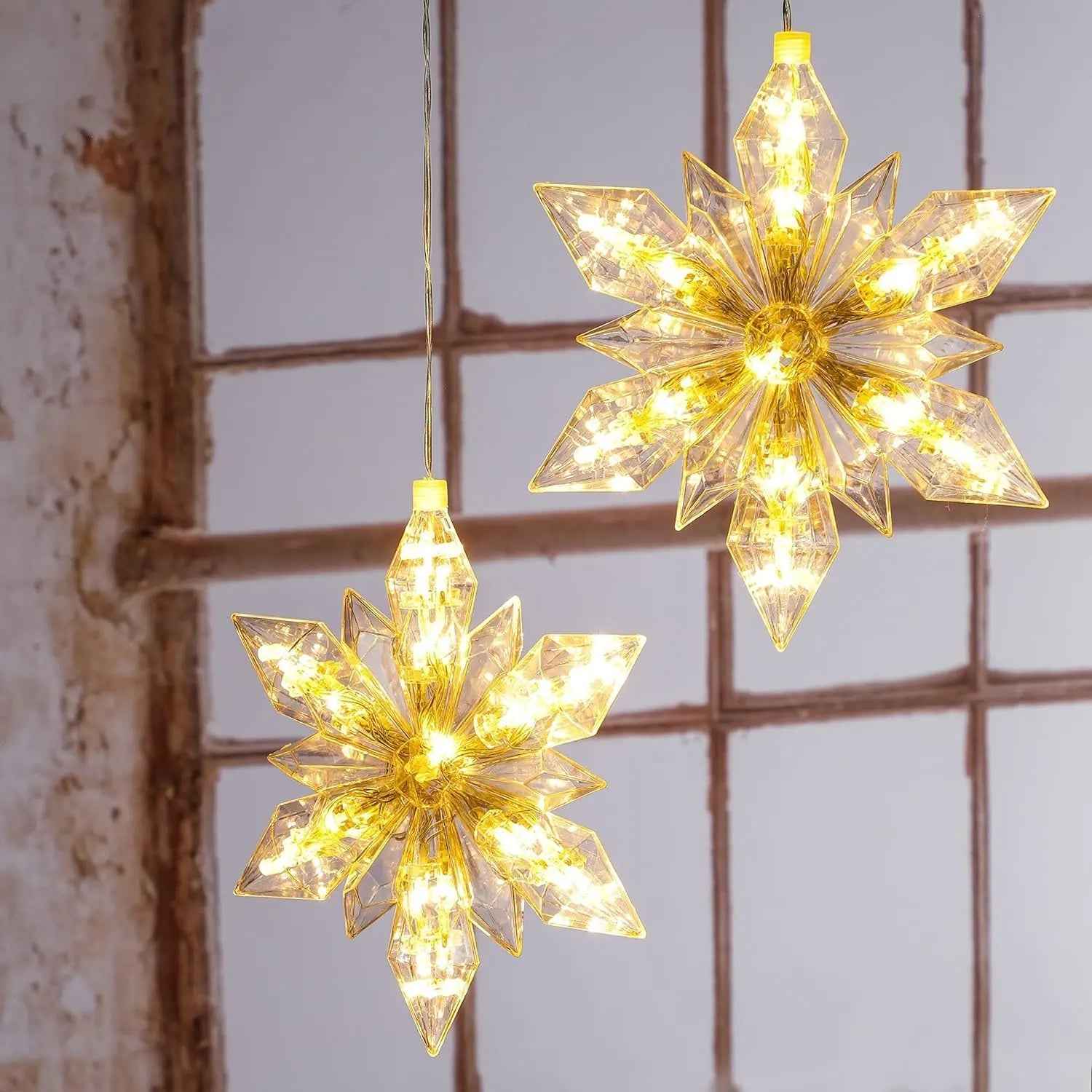 Weihnachten Stern LED 2er Set Beleuchtung Timer warmweiß Lichterkette innen