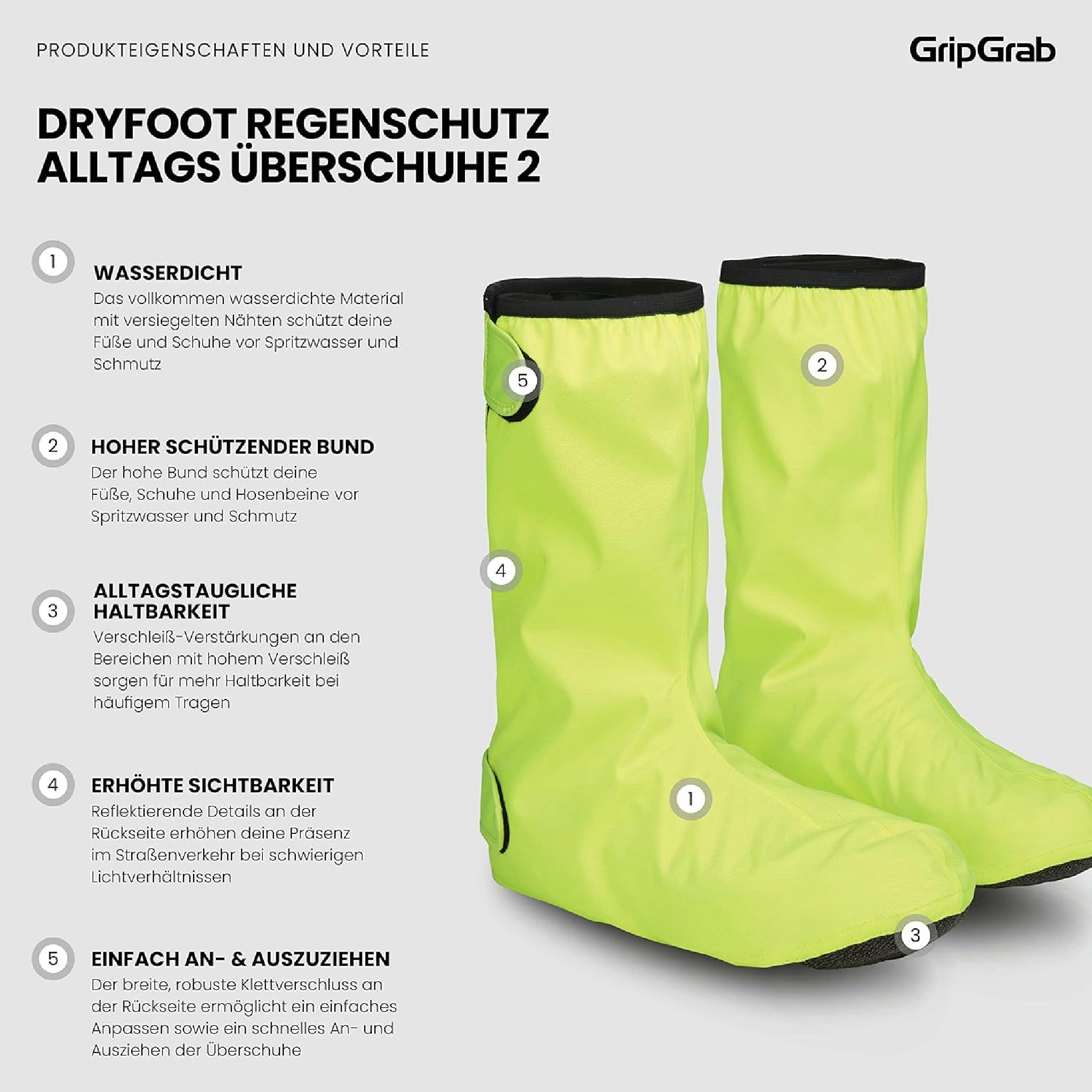 GripGrab Dryfoot 2nd Edition Überschuhe Fahrrad Wasserdicht Regenschutz Alltagsschuhe Regen Überzieher Rad Gamaschen Hauptansicht