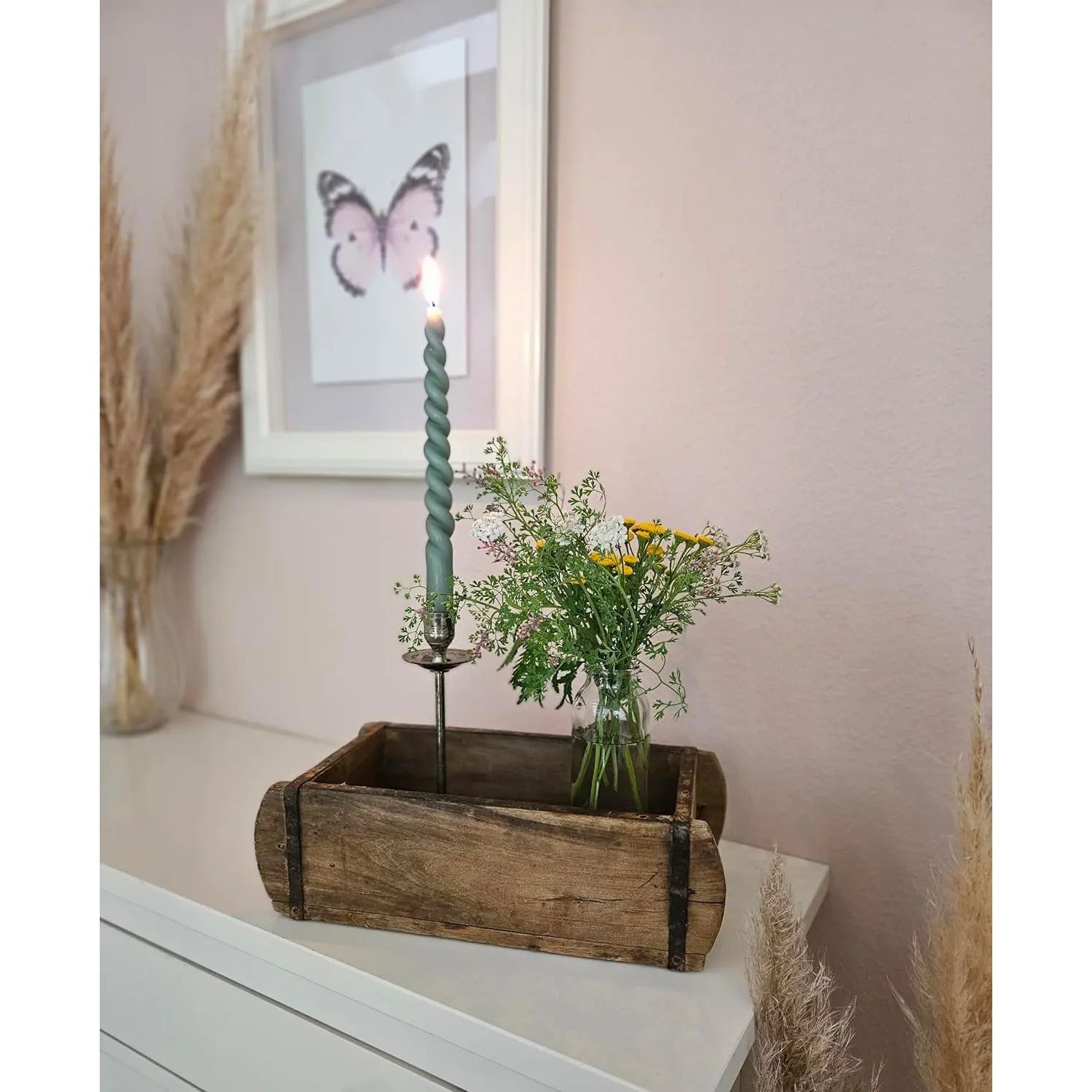 Recycelte Holzkiste in Ziegelform, 30 cm, rustikales Design