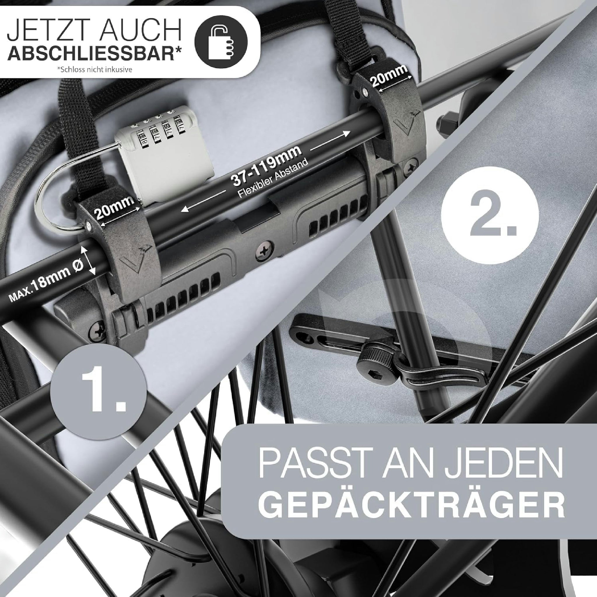 Valkental - Hochwertige & Vollreflektierende Fahrradtasche - 23L - Geeignet als Gepäckträgertasche, Rucksack & Umhängetasche - 100% Wasserdicht Hauptansicht