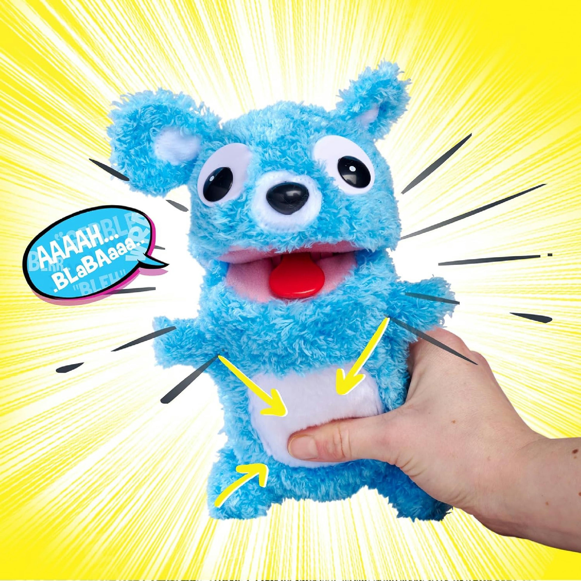 Simba 105953331 ScreamerZ Bär „Babbling Bear“ mit Sound - witziges Kuscheltier mit Schrei-Geräuschen - Plüschfigur für Kinder ab 5 Jahre, ca. 30 cm, blau Hauptansicht