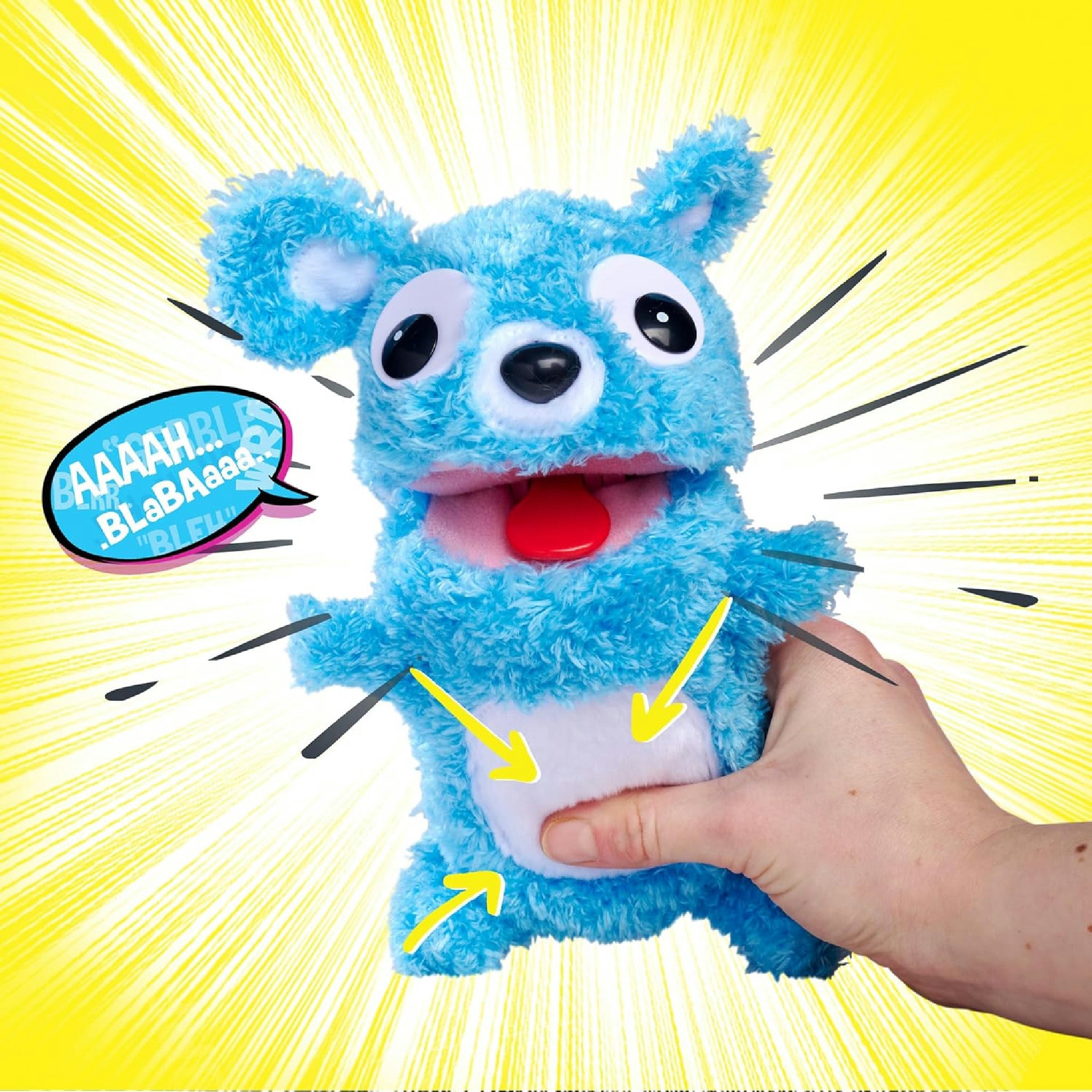 Simba 105953331 ScreamerZ Bär „Babbling Bear“ mit Sound - witziges Kuscheltier mit Schrei-Geräuschen - Plüschfigur für Kinder ab 5 Jahre, ca. 30 cm, blau Hauptansicht