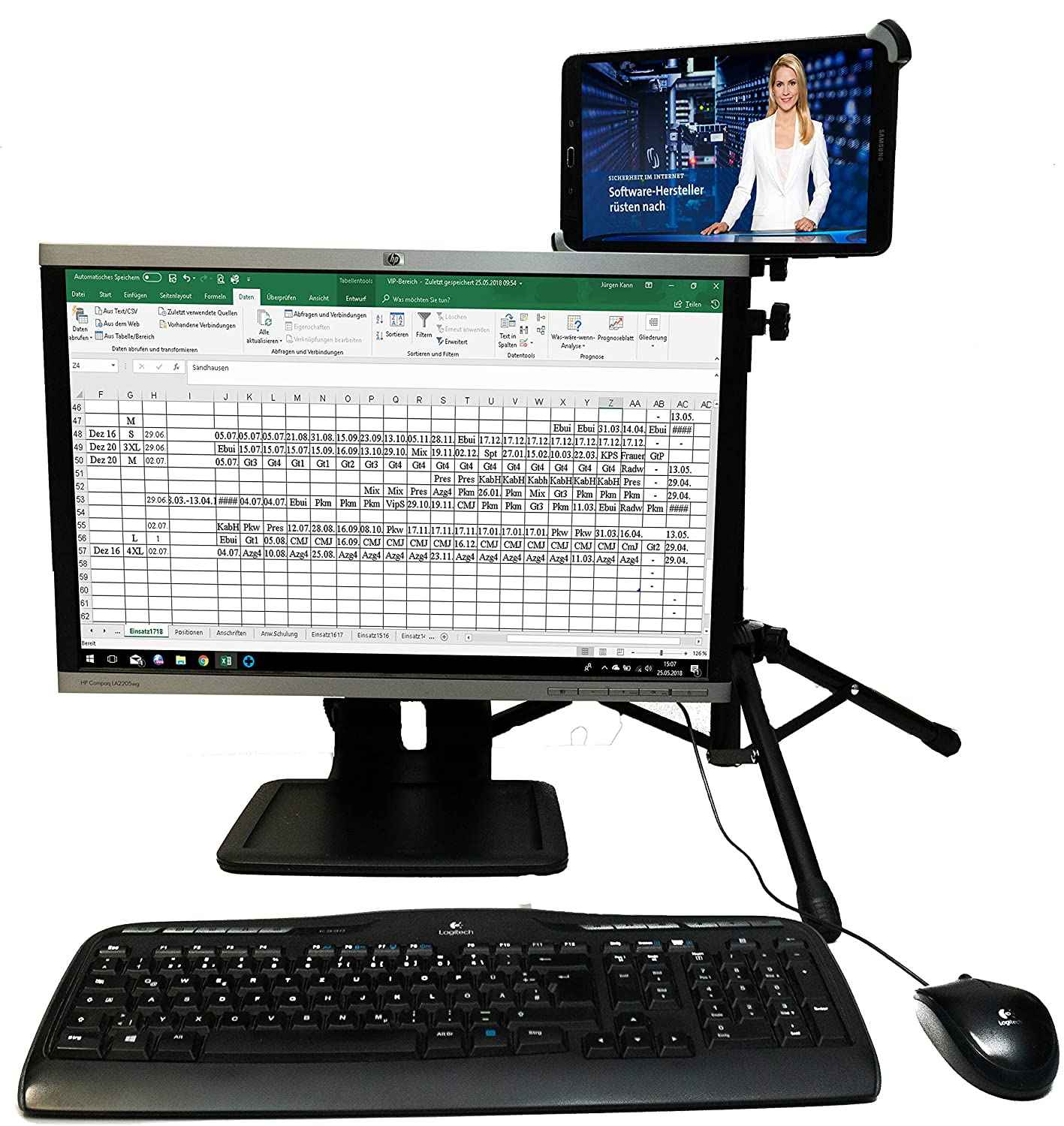 System-S Universaler Boden Ständer Stand Halter für iPad Pro 12.9 Zoll und Tablet PC 10-14.5 Zoll