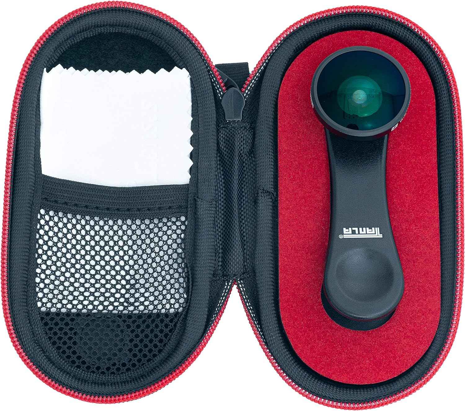 SYSTEM-S Fischaugen Linse ohne Vignettierung mit Clip und Schutztasche für Smartphone